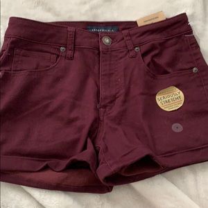 Maroon Jean Shorts